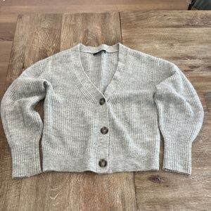 Quince Baby Alpaca-Wool Cropped Cardigan - Light Grey, XS